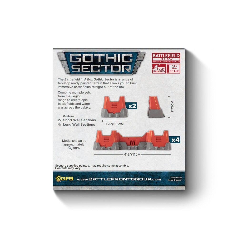 Battlefield in a Box: Gothic Sector – Legion Defensive Walls - Red Paint Scheme