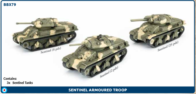 Flames of War: British: Sentinel Armoured Troop (x3)