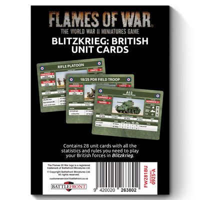 Flames of War: British: Blitzkrieg Unit Cards (x28 Cards) - Limited Edition