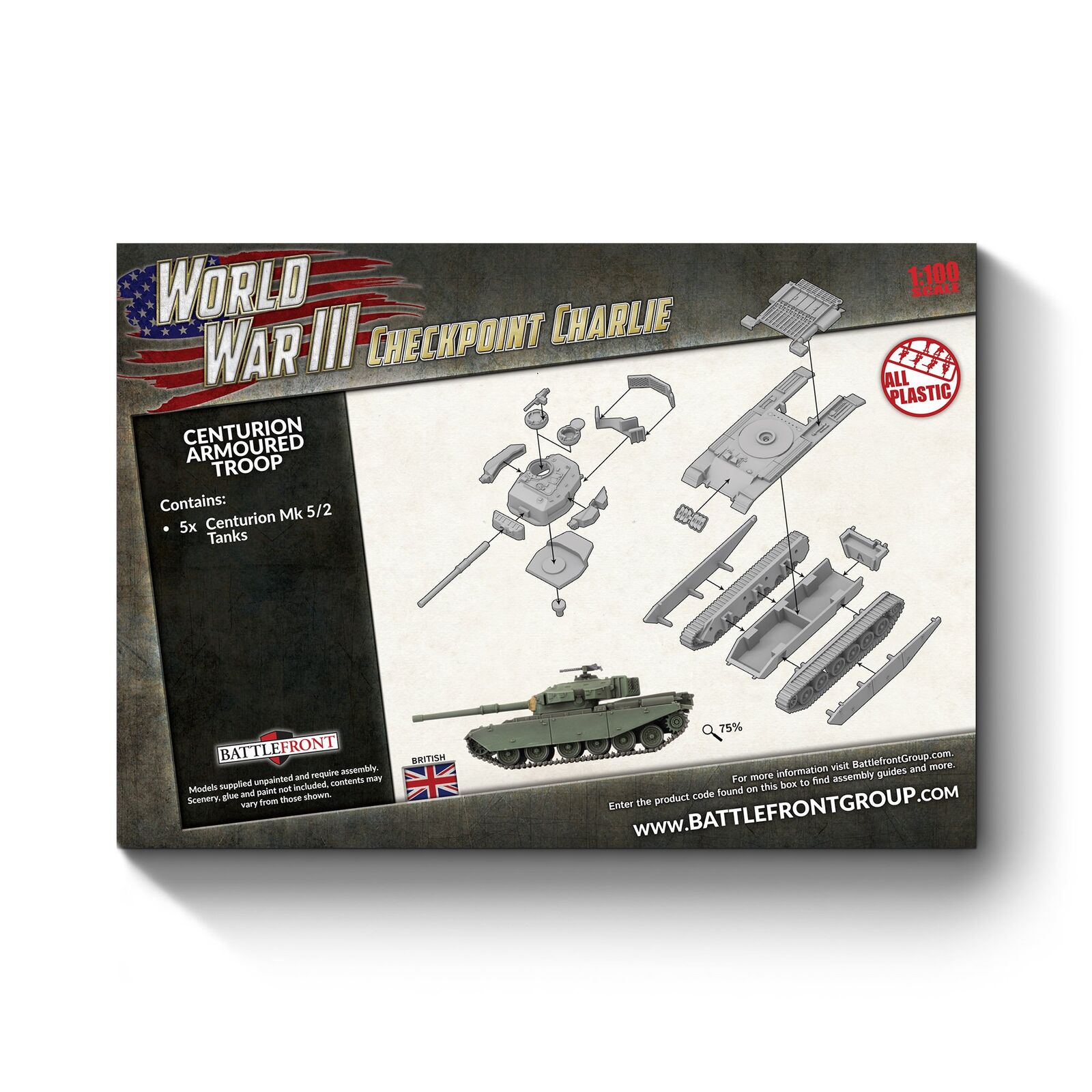 WWIII: Checkpoint Charlie - British Centurion Territorial Armoured Troop (Plastic)