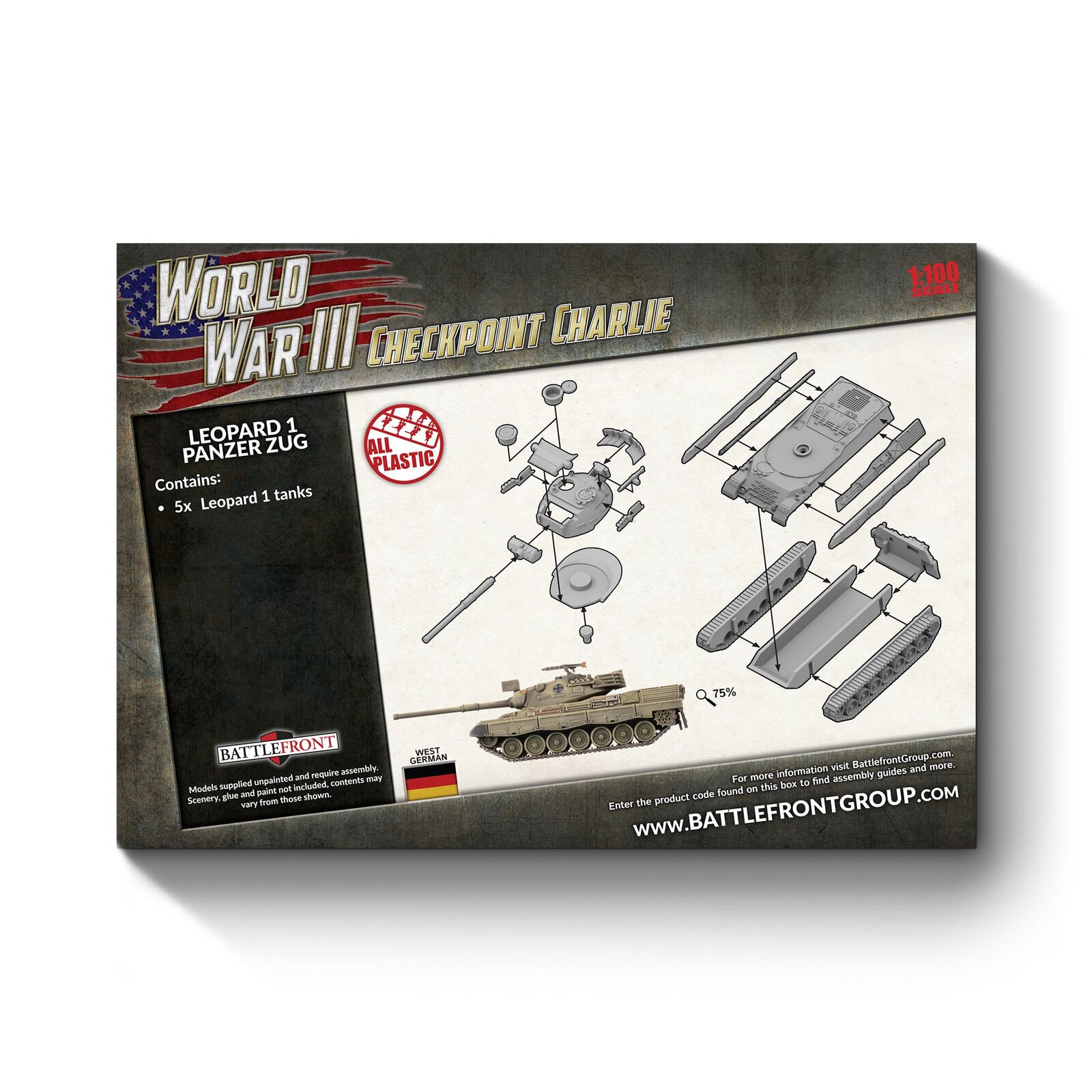 WWIII: West German - Leopard 1 Panzer Zug (x5 Plastic)