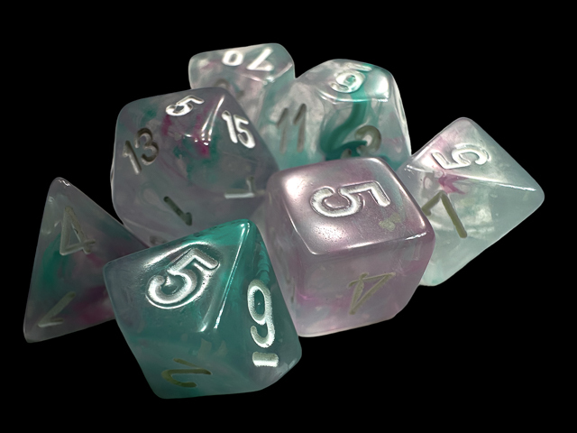 Mini-Polyhedral Dice Set: Nebula Wisteria/White (7)