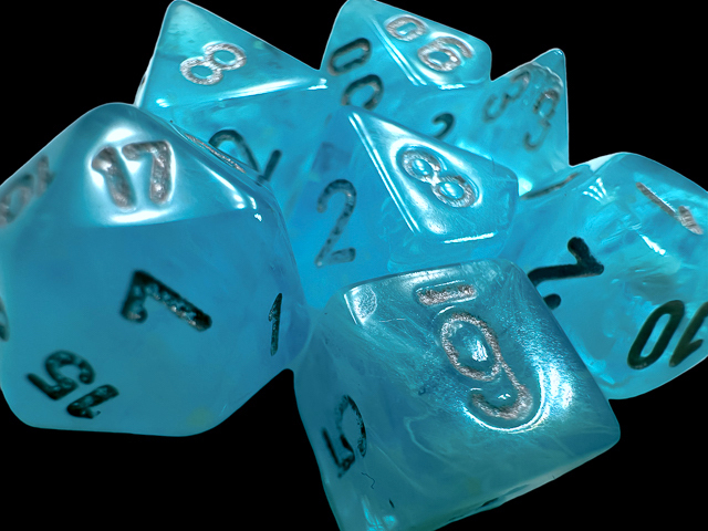 Mini-Polyhedral Dice Set: Luminary  Sky/silver (7)