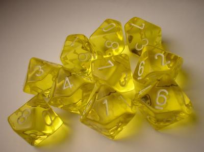 Yellow/White Translucent d10 Set (10)