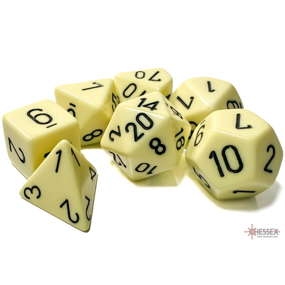 Opaque Pastel Yellow/Black Polyhedral Roleplaying Dice Set (7)