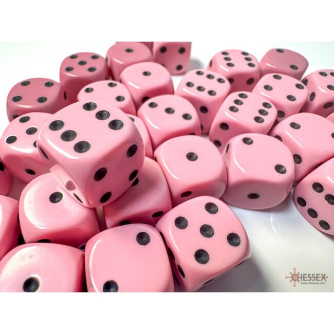 Opaque 12mm d6 Pink/white Dice Block (36 dice)