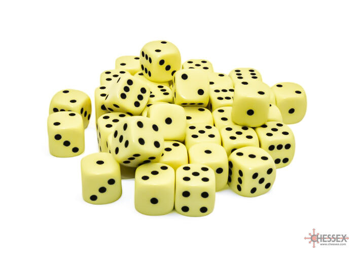 Opaque 12mm d6 Pastel Yellow/black Dice Block (36 dice)
