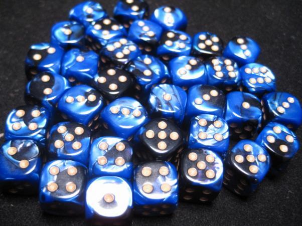 Gemini Black-Blue/Gold 12mm d6 (36)
