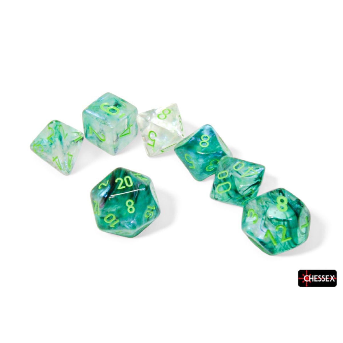Borealis Kelp/light green Luminary Polyhedral 7-Dice Set
