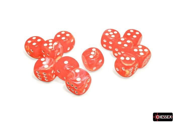 Festive Dahlia/White 16mm d6 Dice Block (12)