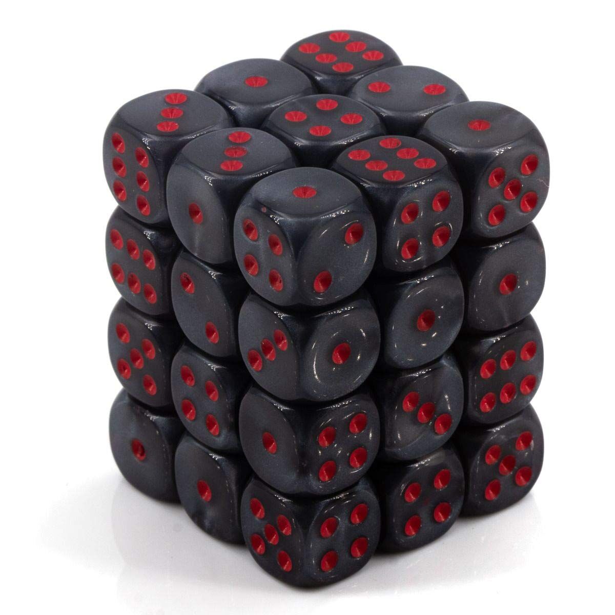 Velvet Black/Red 12mm D6 Dice Block (36)