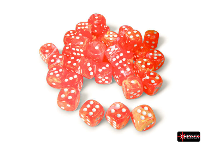Festive Dahlia/White Luminary 12mm D6 Dice Block (36)