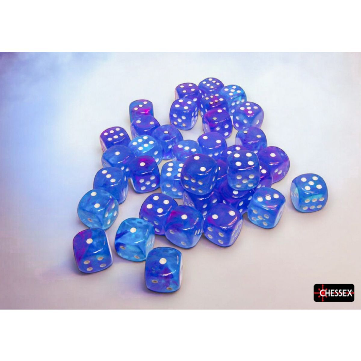Nebula Aura/white Luminary 12mm d6 Dice Block (36 dice)