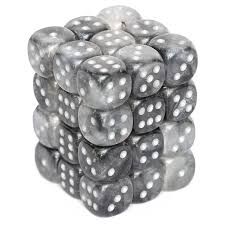 Borealis 12mm d6 Light Smoke/silver Luminary Dice Block (36 Dice)