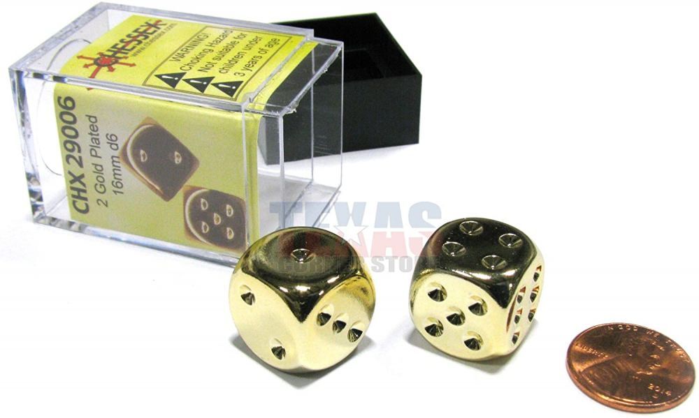 Gold Plated 16mm D6 Pair