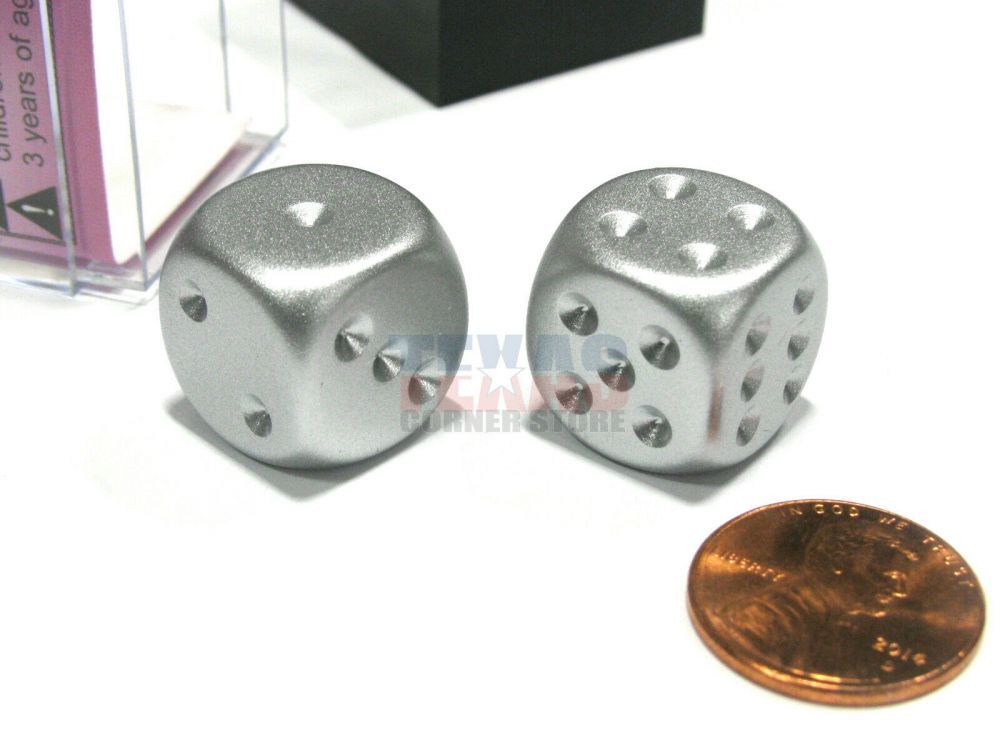 Aluminium Metallic 16mm D6 Dice Pair