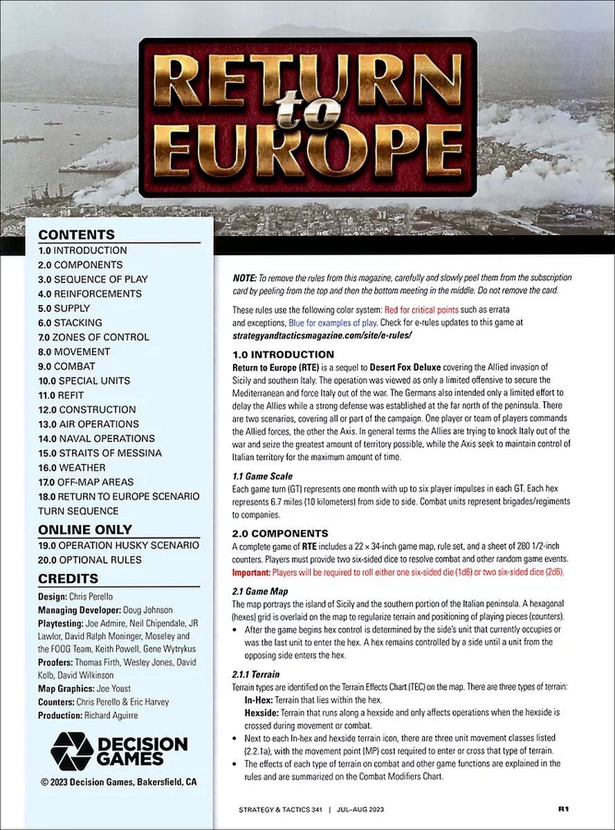 Strategy & Tactics #341: Return to Europe, Sicily & Italy Jul-Nov 1943