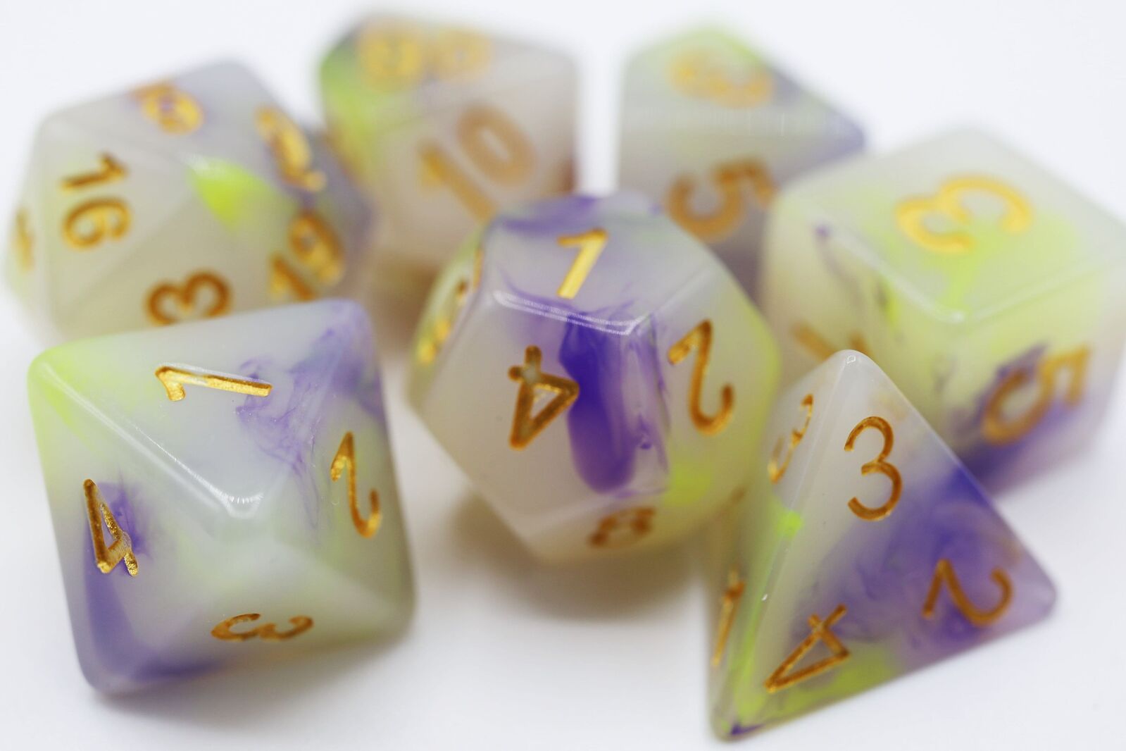 Yellow & Purple Jade RPG Dice Set