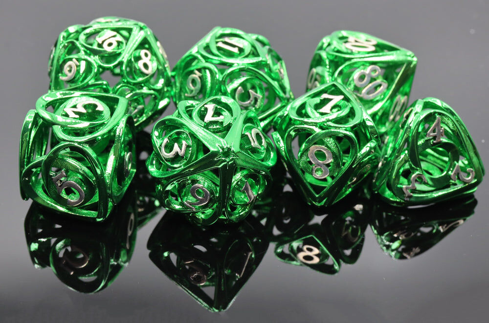 Hollow Hearts: Green - Metal RPG Dice Set