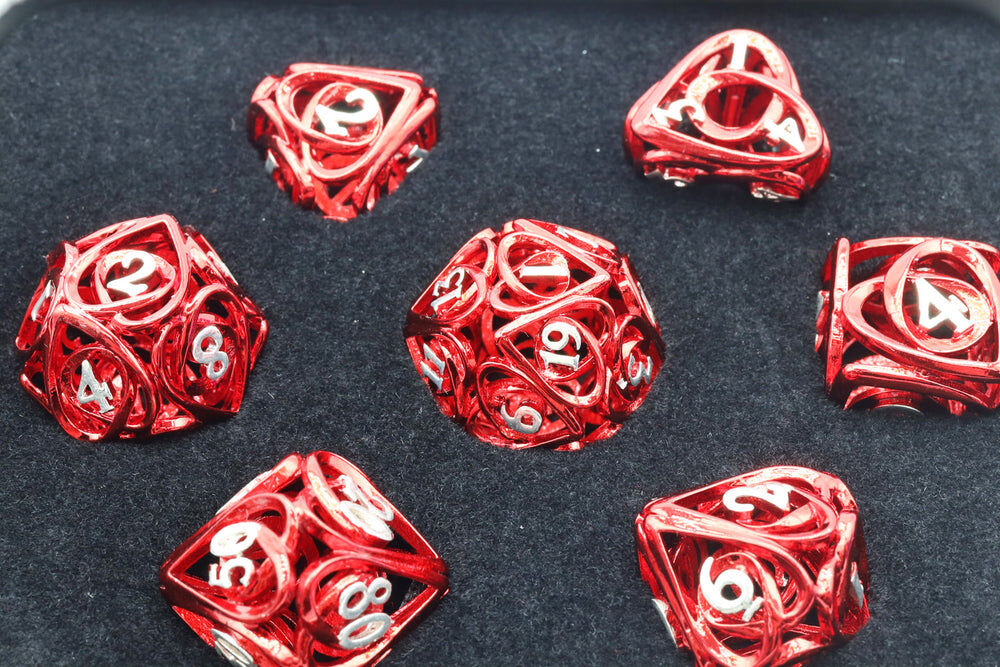 Hollow Hearts: Red - Metal RPG Dice Set