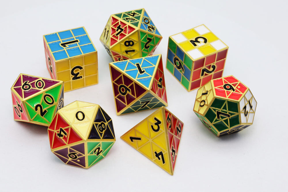 Puzzle Cube: Gold - Metal 8 piece Dice Set