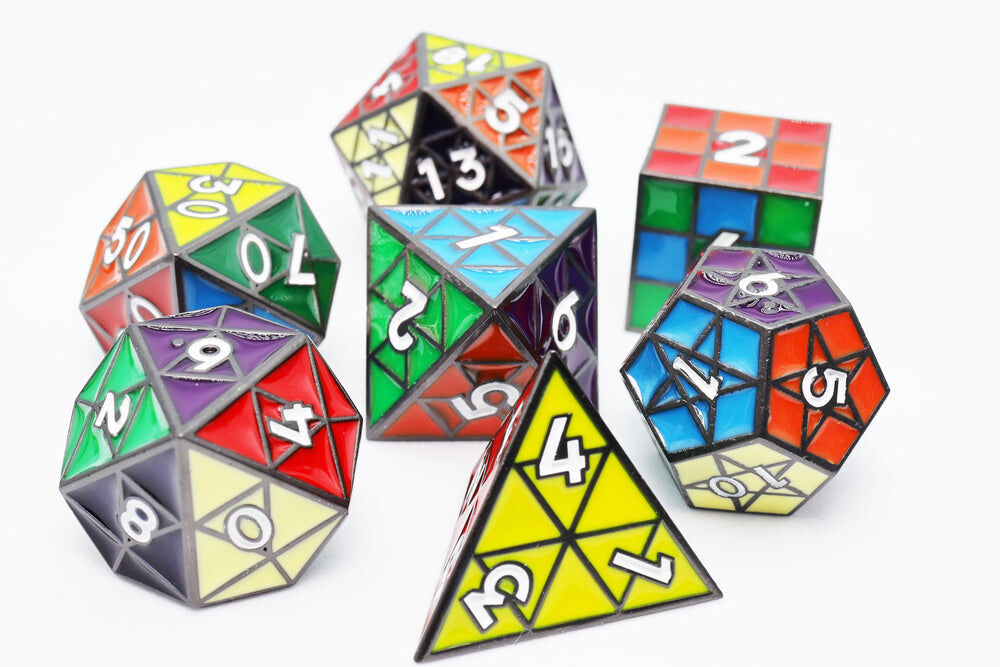 Puzzle Cube: Midnight Metal - Metal 8 piece Dice Set