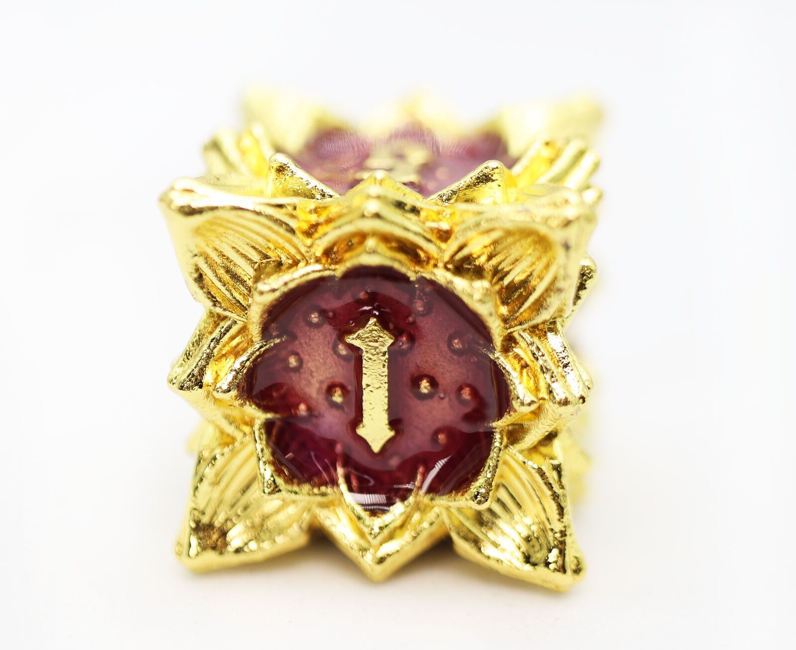 Floral Starburst: Carmine Canna - Metal RPG Dice Set