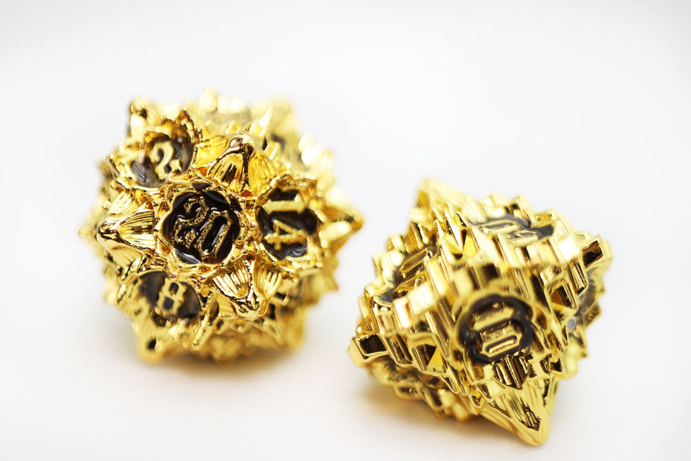 Floral Starburst: Blackout Viola - Metal RPG Dice Set