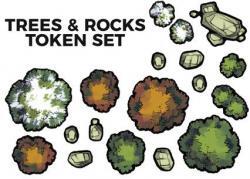 Tabletop Tokens: Trees and Rocks Set