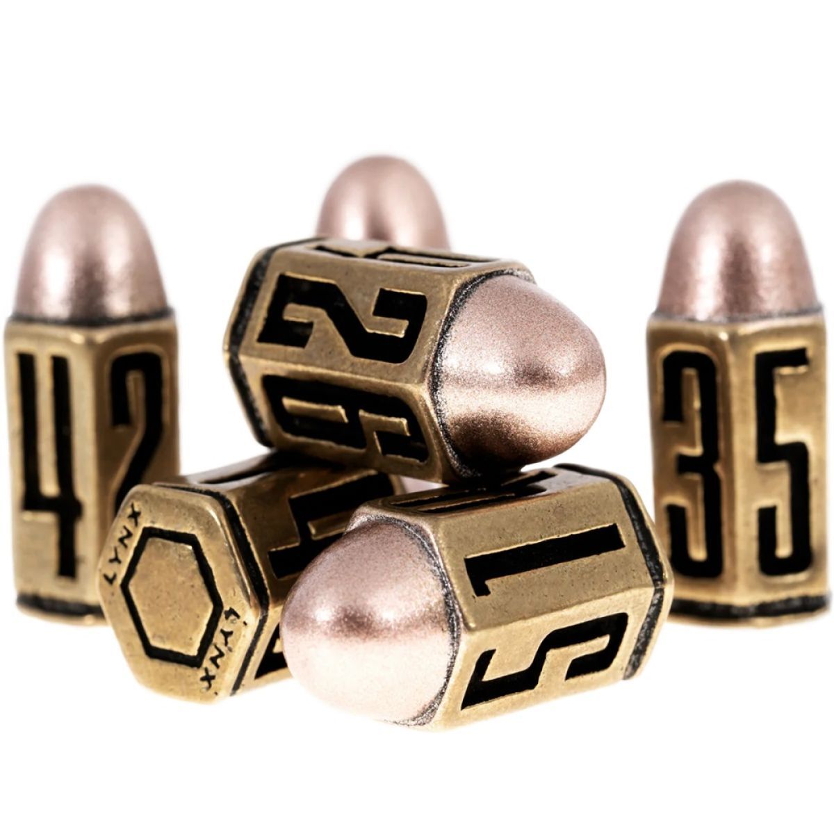 D6 Bullet Dice Set in Brass Metal (6)