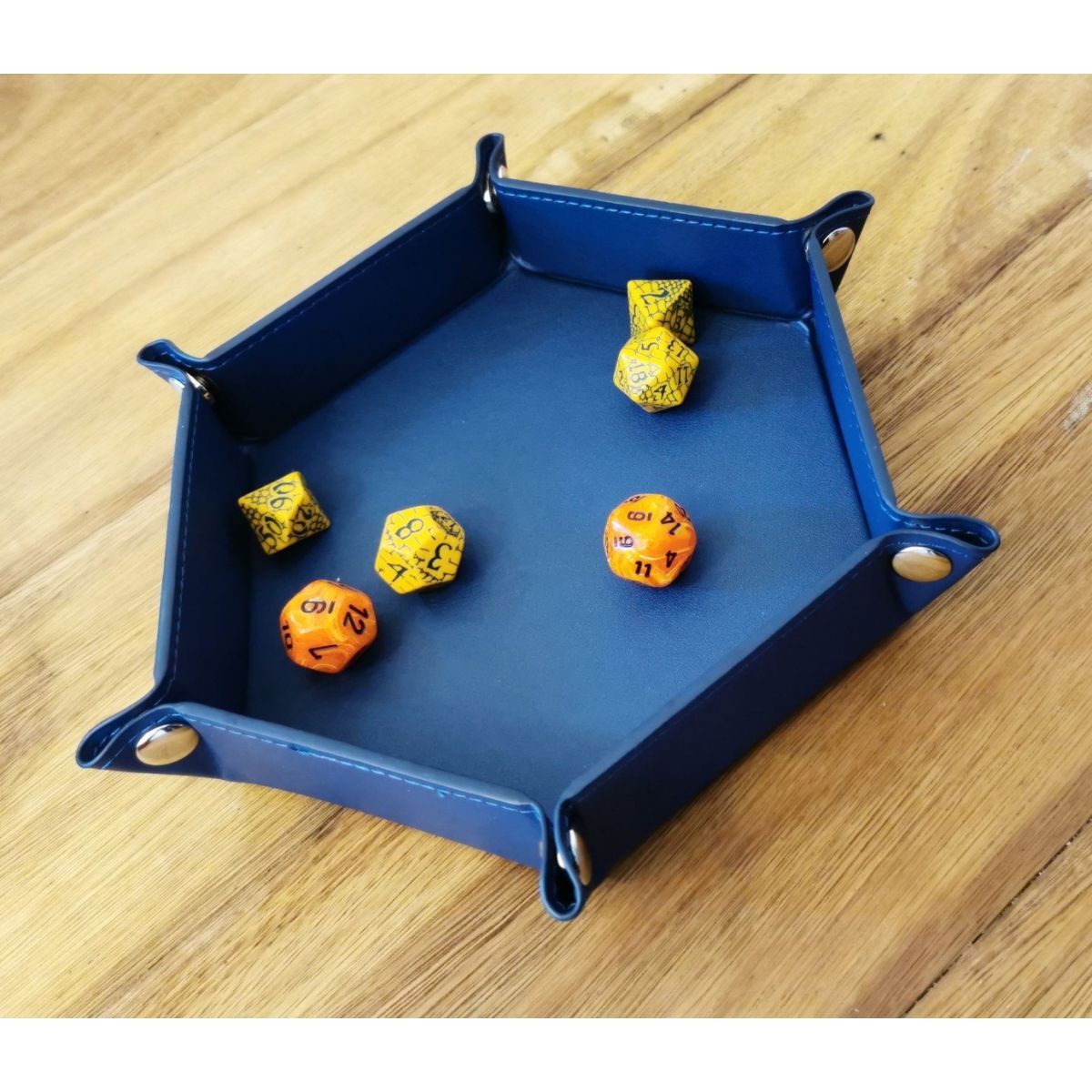 Folding Hex Dice Tray: Blue 6"