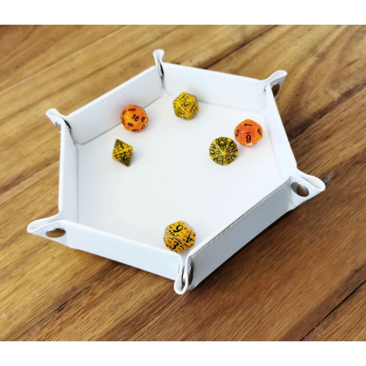 Folding Hex Dice Tray: White 6"