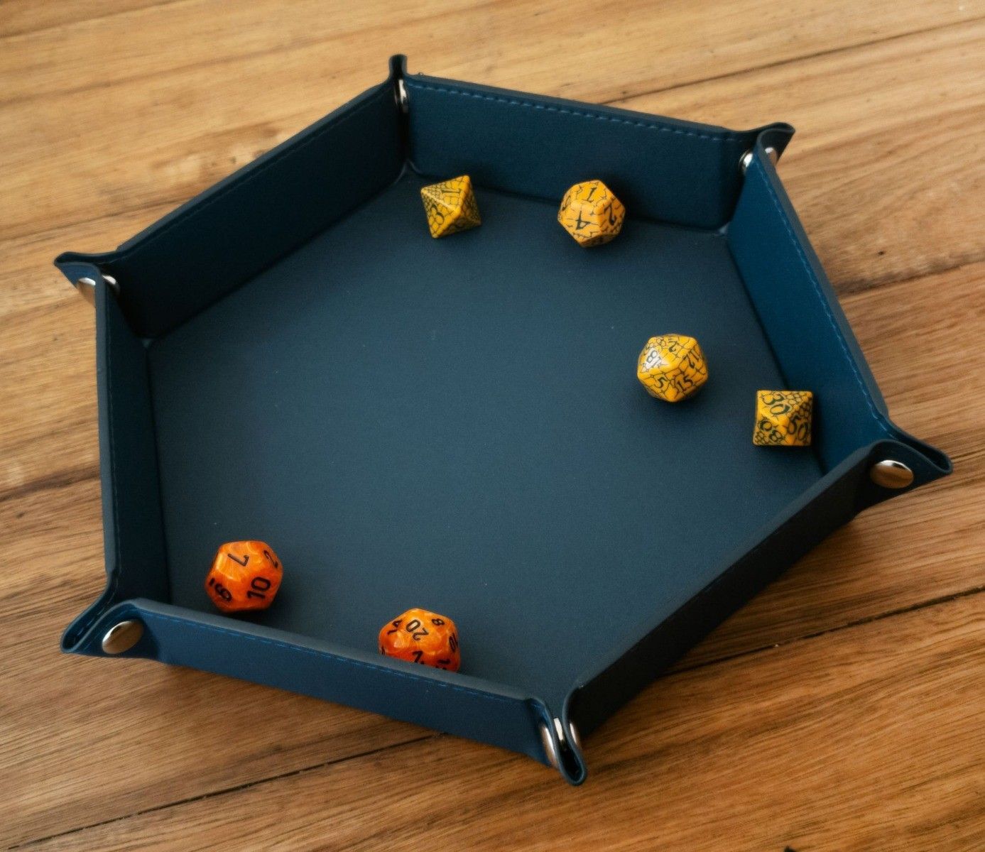 Folding Hex Dice Tray: Blue 8"