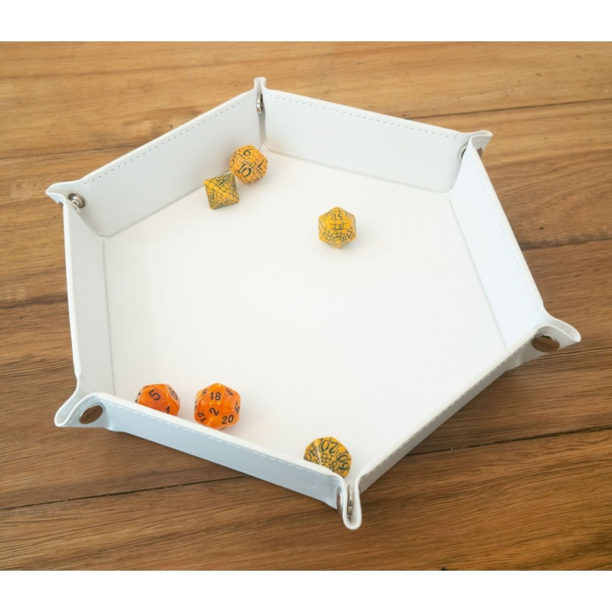 Folding Hex Dice Tray: White 8"