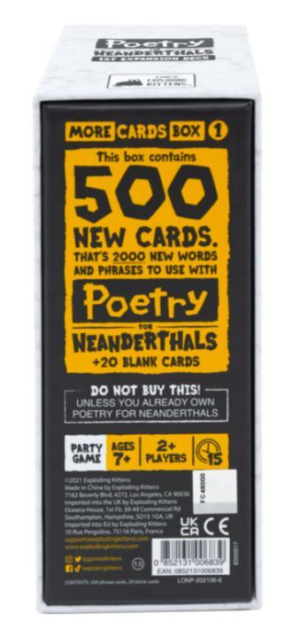 Poetry For Neanderthals Expansion: More Cards Box 1