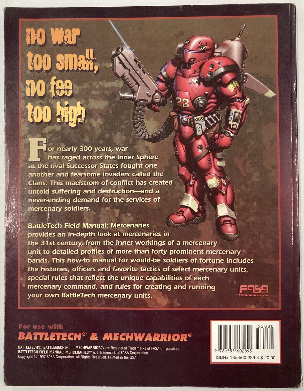 Battletech Field Manual: Mercenaries (Second Hand)