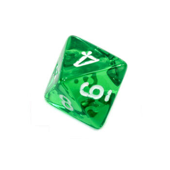 Single Transparent 16mm D8 Dice - Random Colours