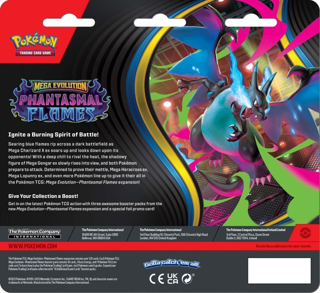 Pokemon TCG: Mega Evolution - Phantasmal Flames Three Booster Blister (1)