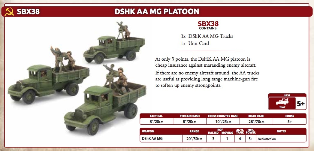 Flames of War: Soviet DSHK AA Platoon (x3)