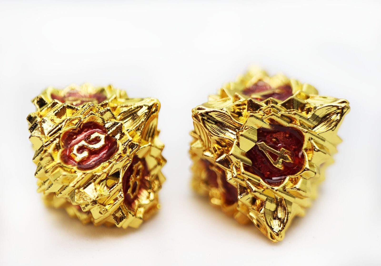 Floral Starburst: Carmine Canna - Metal RPG Dice Set