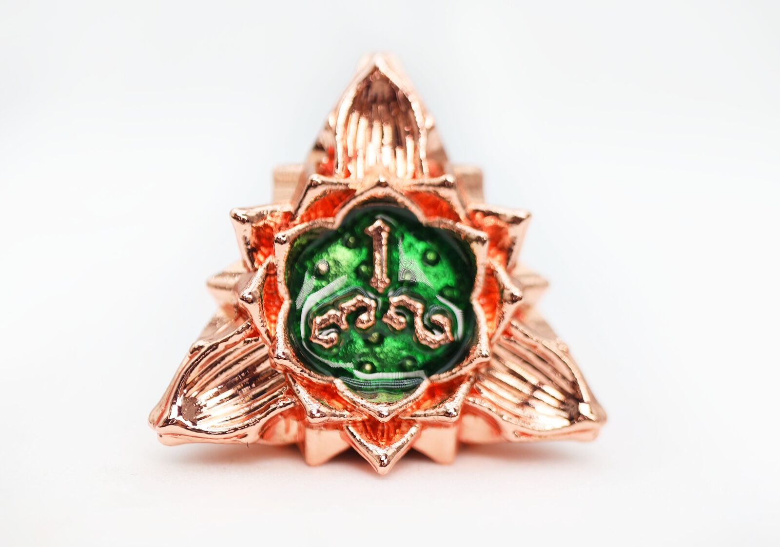 Floral Starburst: Emerald Caladium - Metal RPG Dice Set