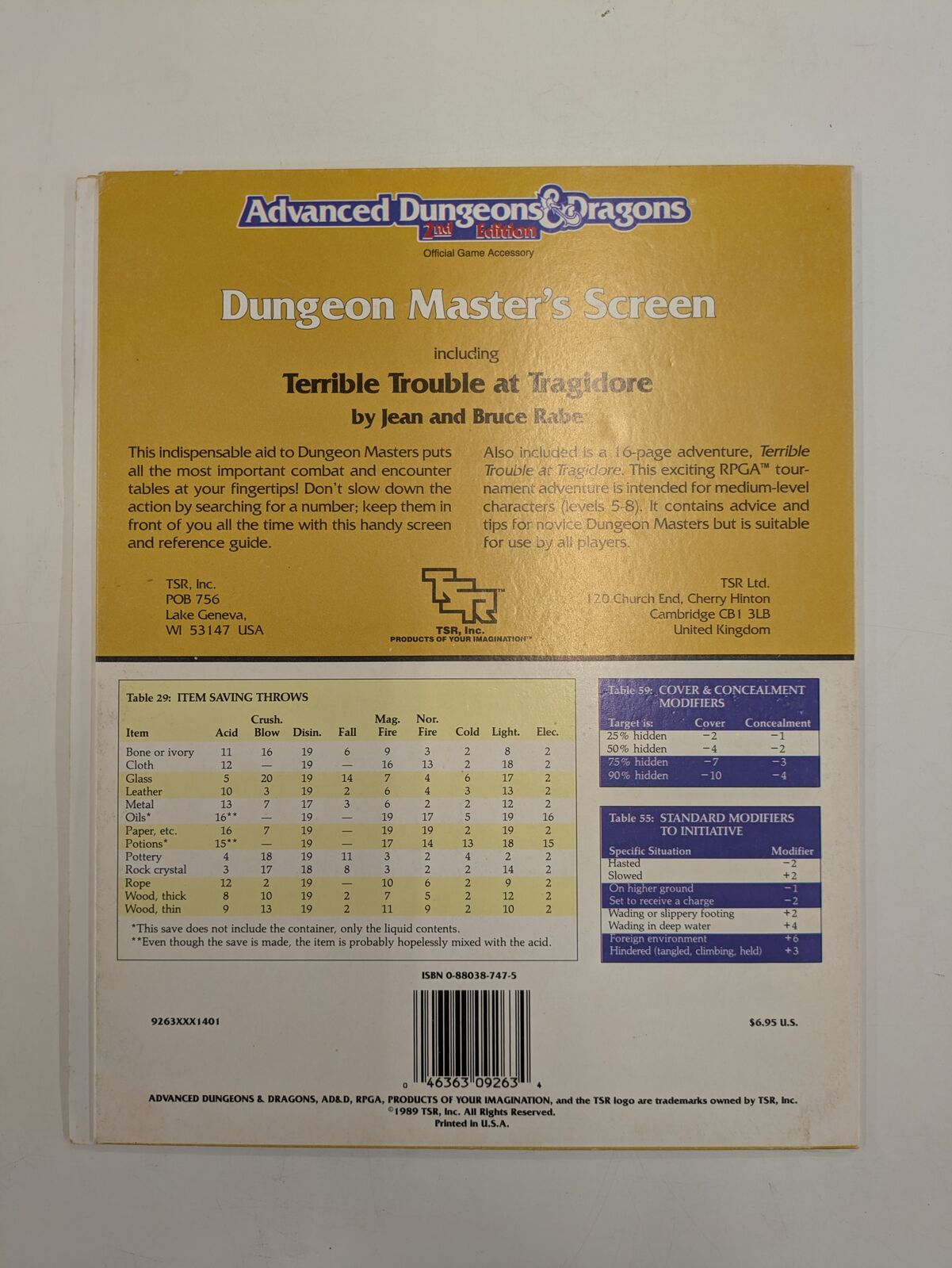 Advanced Dungeons & Dragons 2nd Edition: Dungeon Master's Screen (Second Hand)