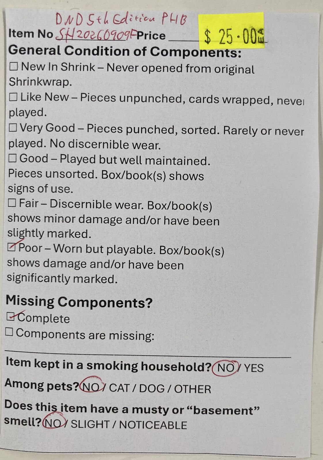 D&D 5th Edition: Player's Handbook (Second Hand)