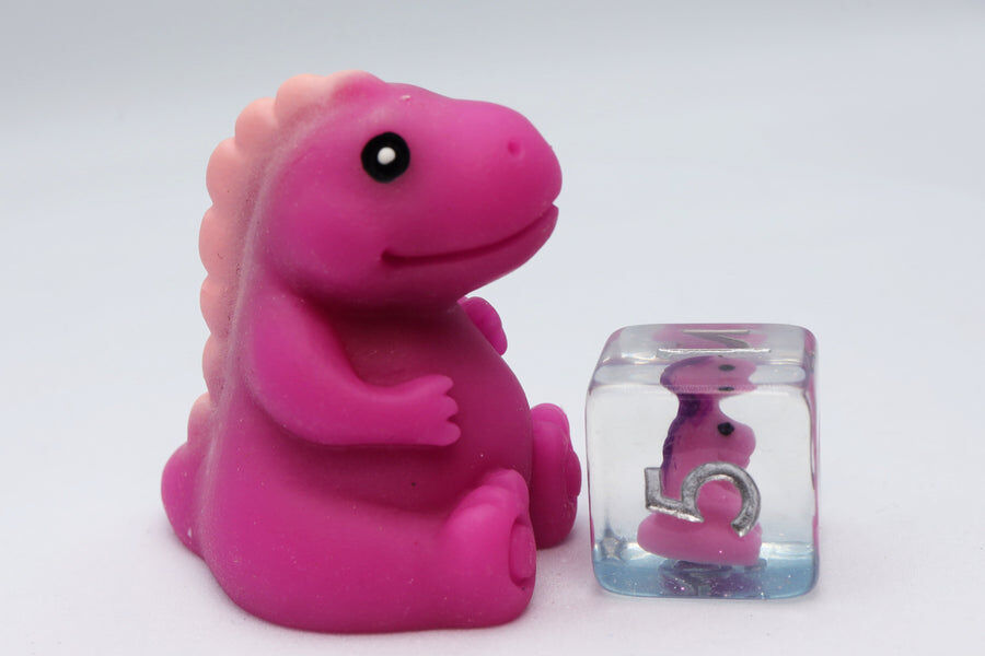 Pink T-Rex RPG Dice Set