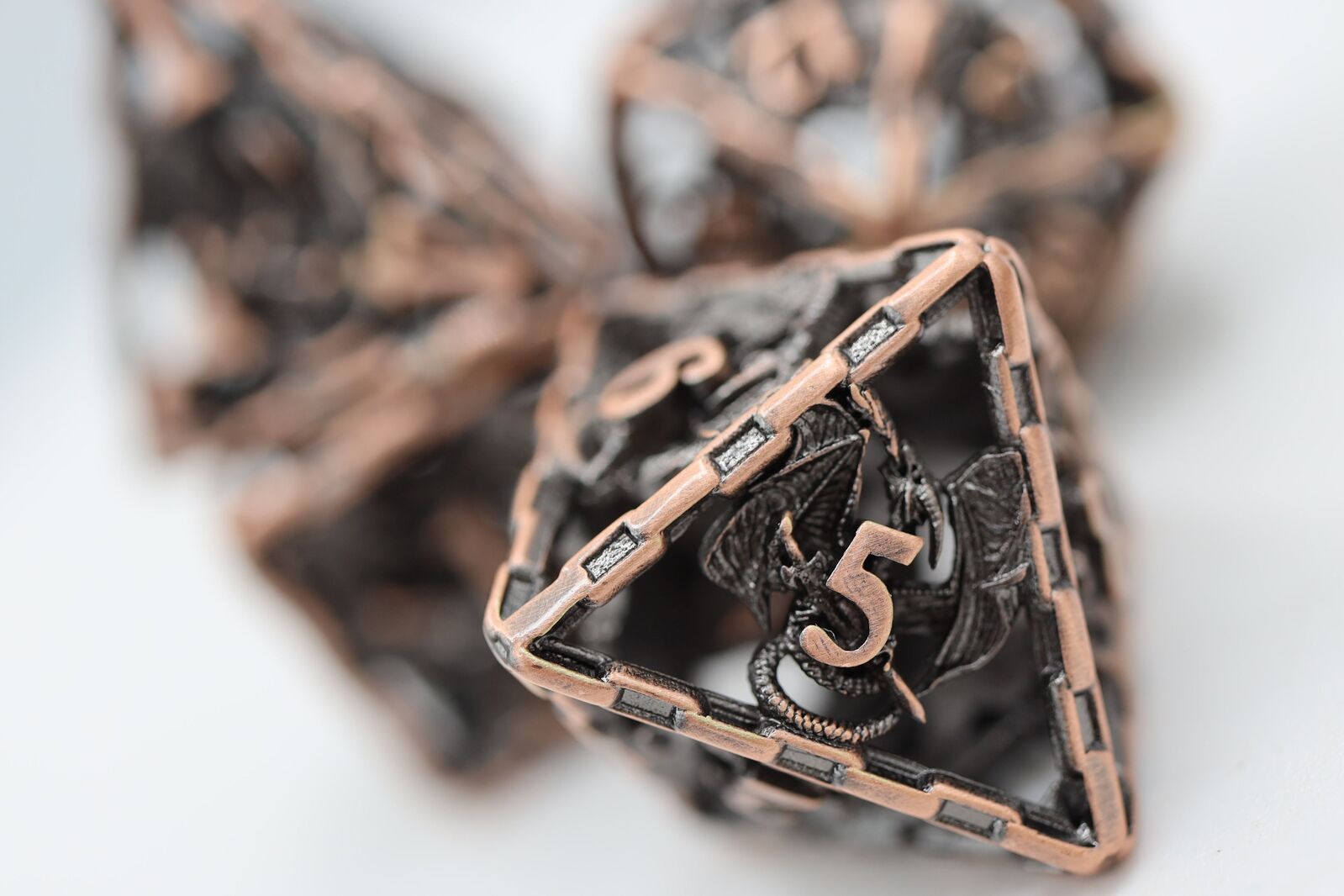 Chained Dragon: Copper - Hollow Metal RPG Dice Set