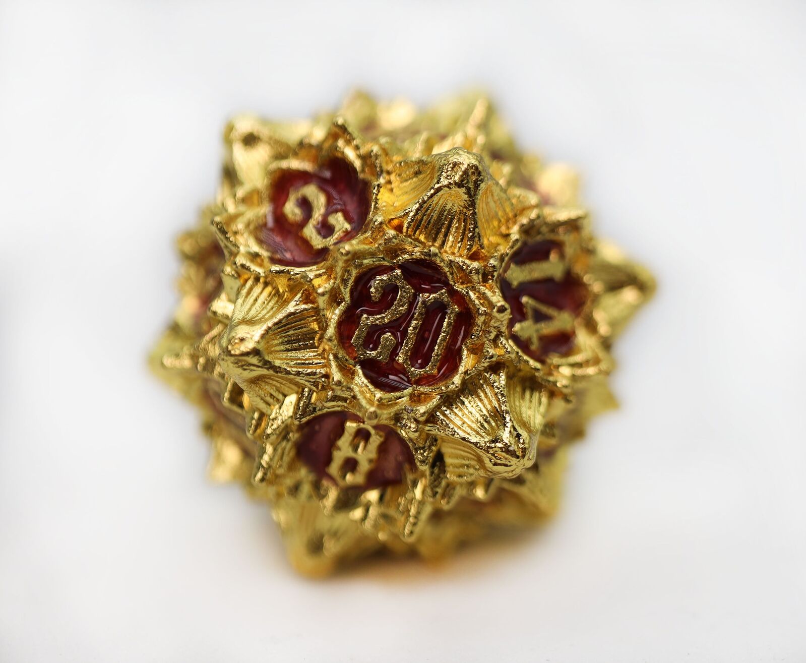 Floral Starburst: Carmine Canna - Metal RPG Dice Set