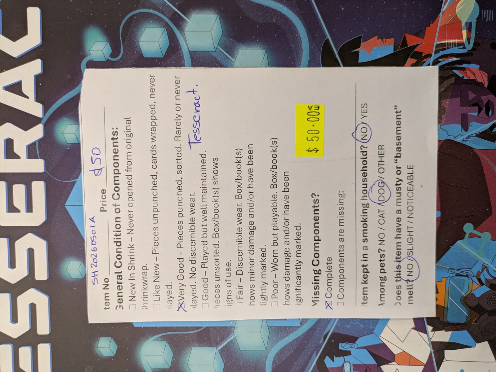 Tesseract: An Extra Dimensional Dice Game (Second Hand)