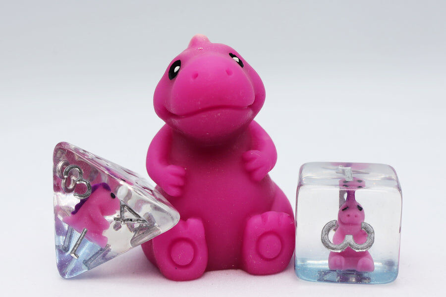 Pink T-Rex RPG Dice Set