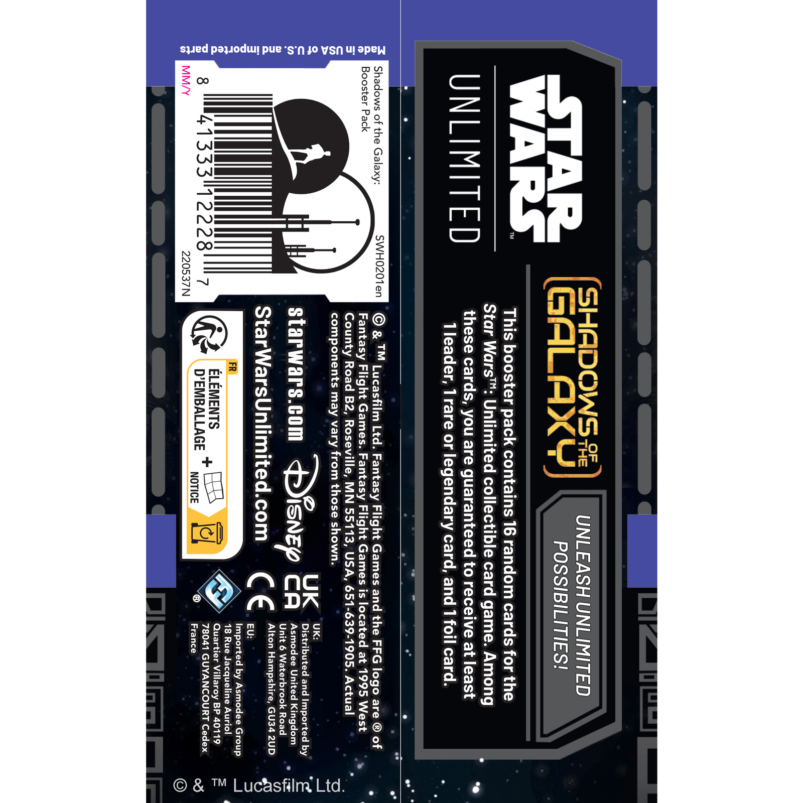 Star Wars Unlimited: Shadows of the Galaxy Booster Display
