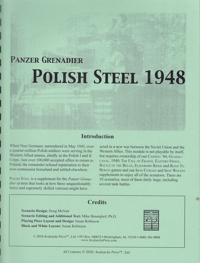 Panzer Grenadier: Polish Steel Scenario Supplement